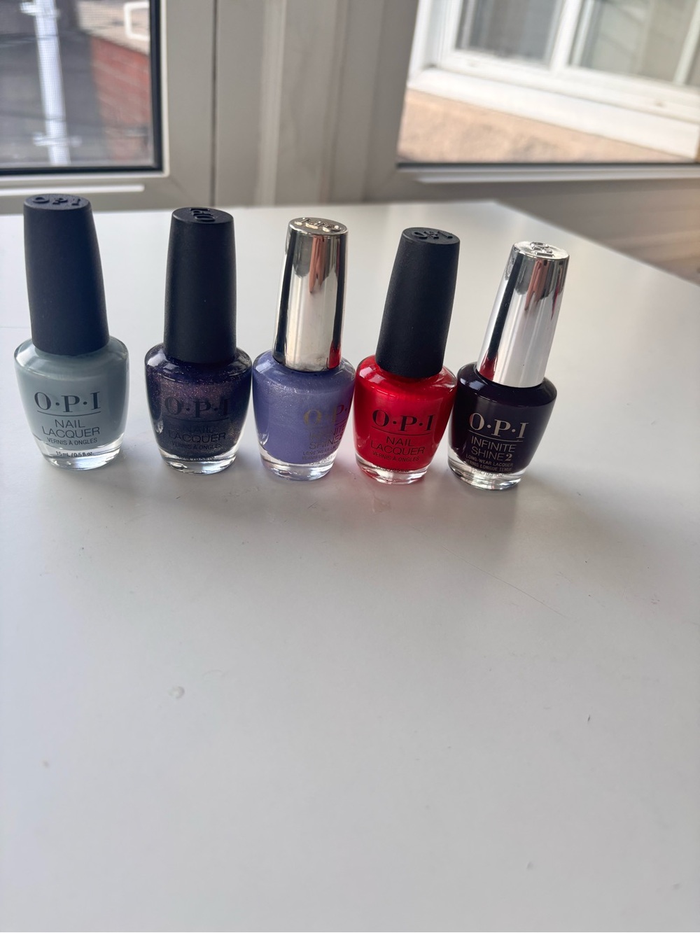 OPI Nail Polish Set - Mint Green, Shimmer Purple, Lavender, Bright Red, Burgundy
